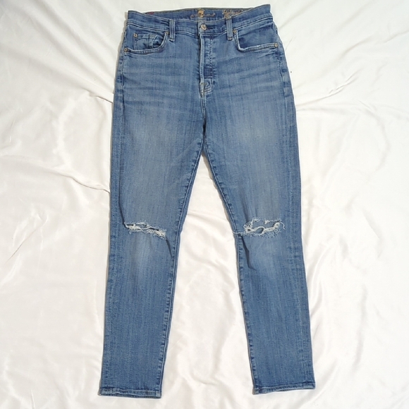 7 For All Mankind High Waist Josefina, Color Blue Size 27 - Picture 1 of 16